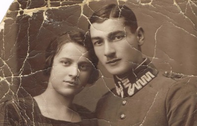 Torn vintage portrait